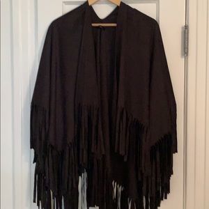 Suede fringe cape